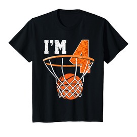 Kids 4th Birthday Shirt Boy Basketball Kids Four Year Old T-Shirt