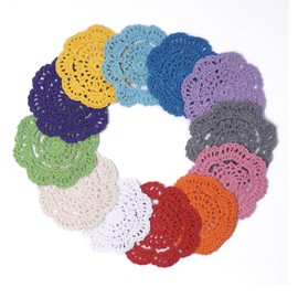 Ambielly Coasters for Drinks Cup Coaster Vintage Ethnic Floral Design Fabric Handmade Coasters 12 pcs/Set,4.33"/11cm (B-Coasters)