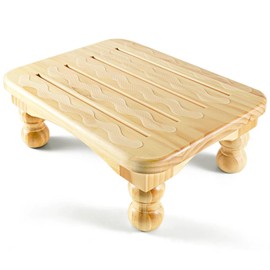 URFORESTIC Solid Wood Bed Step Stool Super Large/Bedside Steps for High Beds/Solid Wood Super Sturdy Hold Up to 500 LBS (Natural Finish)