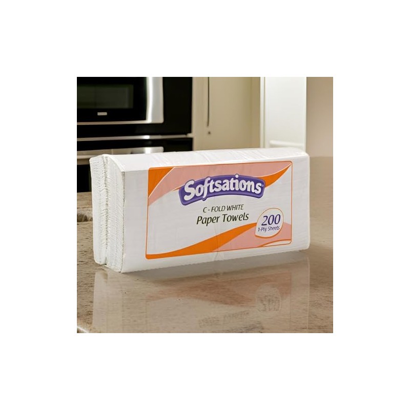 Premium C-Fold White Paper Towels - 1-Ply (1 Pack of
