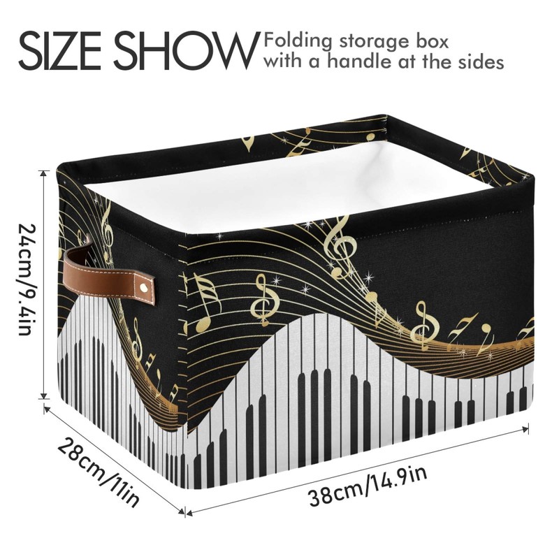 AUUXVA Storage Basket Piano Keyboard Music Note Art Storage Cube