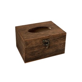 Wooden Tissue Box Cover Kleenex Box Holder Rectangular Tissue Box Napkin Dispenser for Bathroom Office Living Room Dinner Table (Brown Small)