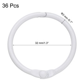sourcing map 36pcs Shower Curtain Rings, 1.3 Inch ID Iron Round Snap Shower Curtain Hooks Glide Smoothly Shower Hooks for Bathroom Shower Curtain Rods, White