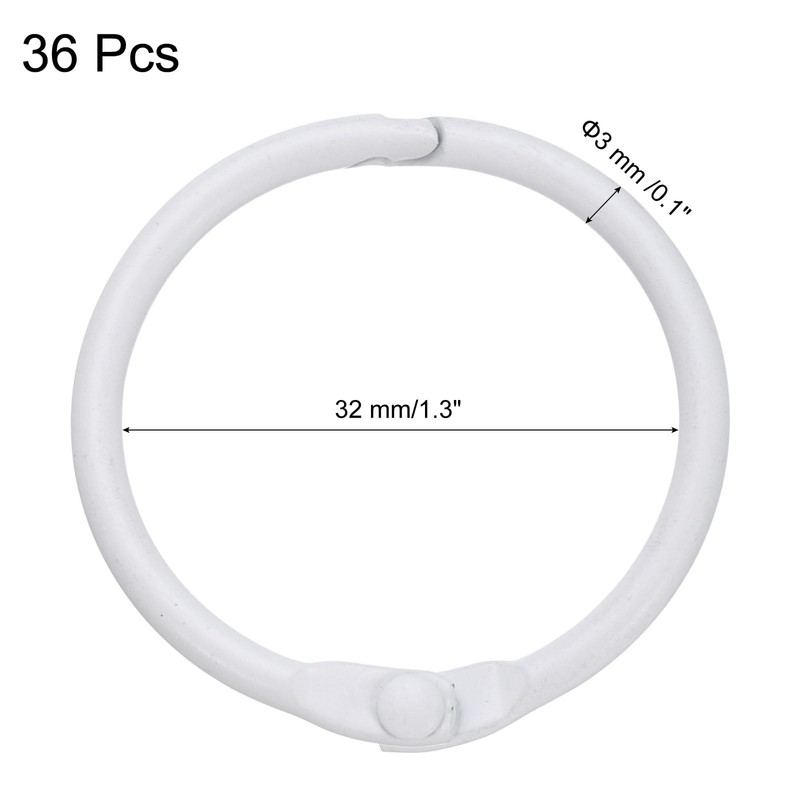 sourcing map 36pcs Shower Curtain Rings, 1.3 Inch ID Iron