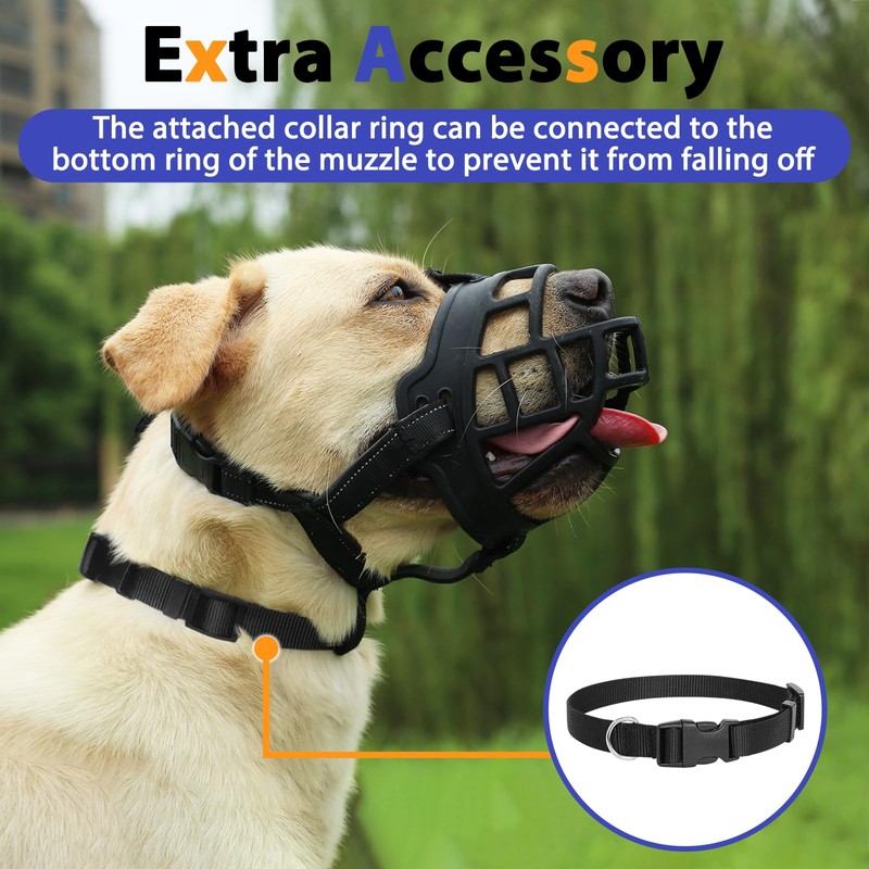 BARKLESS Dog Muzzle, Soft Silicone Basket Muzzle for Dogs, Allows