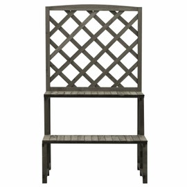 Gecheer Plant Stand with Trellis Gray 27.6" x 16.5" x 47.2" Solid Firwood SH141575A