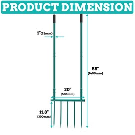 5 Tines 20 in Wide Heavy Duty Pitch Fork for Gardening Spading, Ergonomic Stainless Steel Digging Fork, 55 inch Heigh Handled Broad Fork Garden Tool Claw Weeder Soil Tiller Cultivator Aerate Clay Soil