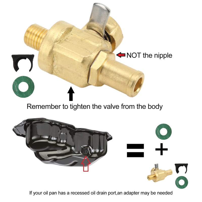 F124N Engine Oil Drain Valve with Nipple Metal M10‑1.25 Thread