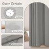 WONICY Long No Hook Shower Curtain with Snap in Liner,