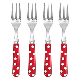 UPware 4-Piece Polka Dot Stainless Steel Cocktail Fork Set with Nylon Handle