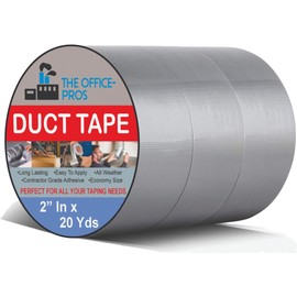 The Office-Pros Duct Tape, Heavy Duty Silver Duct Tape, 2" x 60 Feet, Tear by Hand, Strong Adhesive Duct Tape, for Indoor & Outdoor Repairs, Waterproof - 2" x 60 Feet - 3 Rolls
