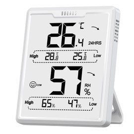 DOQAUS Digital Thermometer Hygrometer Indoor Thermo-Hygrometer Humidity Room Thermometer Humidity Meter with Large LCD Display for Greenhouse, Baby Room, Living Room, Office (White)