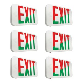 Sure-Lites All-Pro APX7RG LED Indoor Exit Sign with Battery Backup Provides 90 Min. of Emergency Run Time, Selectable Red/Green face,Universal Mounting Options for Max. Flexibility,White Finish,6 Pack