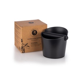 Buddy´s Bar - Barista Edition, Premium Tapping Container for Espresso Coffee Grounds from the Portafilter, Diameter 12.2/10 cm, H: 9.4/12.7 cm, ABS, Pomace Container with Removable Knock Bar, Black