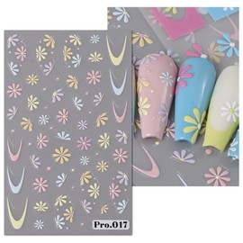 ZPIPOIFA 5D Flower Nail Art Stickers Decals Floral Daisy Nail Decals Abstract Geometry Flowers Colorful Summer Floral Nail Supplies Nail Art Design Decoration Accessories, KJIU78