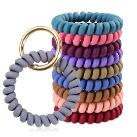 Leery Wrist Key Chain, Stretchable Wristband Wristlet Keychain Spring Flexible Spiral Wrist Coil Key Holder for Sauna Gym Pool ID Badge and Outdoor Sports（10 Pieces）
