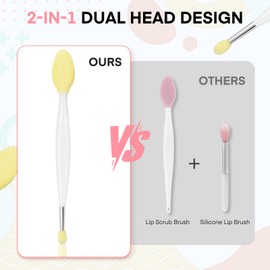 Unaone Lip Scrub Brush - 2 PCS Dual-ended Lip Scrubber Exfoliator and Silicone Lip Brush, 2-in-1 Silicone Lip Scrub Tool Lip Mask Applicator, Gentle Exfoliator & Applicator for Soft