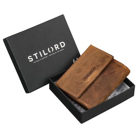 STILORD 'Monew' Vintage Leather Wallet Small with RFID Wallet Men's Mini Wallet Women's Slim Wallet with Coin Compartment Genuine Leather Wallet with Gift Box, Bergamo - Brown, S, coin purse