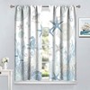 SENRUEGT Nautical Coastal Curtains,Nautical Beach Starfish Seashell Blue Curtains Summer