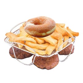 Ejoyous Air Fryer Rack, Edelstahl Heißluftfritteuse Grillrost Heißluftfritteuse Zubehör Quadratisch Airfryer Zubehör für Luftfritteusen Töpfe Schnellkochtöpfe Bambusdampfer Töpfe (Grill)