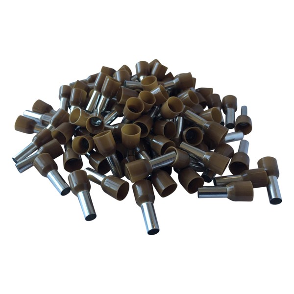 GTSE 100 pcs Brown Single Entry 25.0mm² Bootlace Ferrule Connector