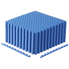 CAP Barbell 1/2-Inch Interlocking EVA Foam Exercise Puzzle Mats - 4 Pack | 24" x 24" x 1/2" | Tatami Pattern - Blue