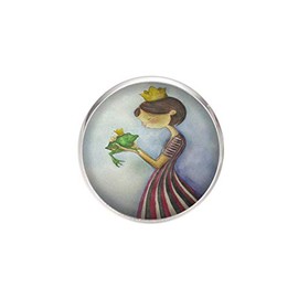 Verstellbarer Edelstahlring, 25mm Durchmesser, Handgemachte Illustration Prinzessin und Frosch