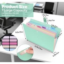 Agoer Accordion File Organizer with 7 Pockets, A4/Letter Size Portable Expanding File Folder, Eco-Friendly Wheat Straw Document Folder with Labels and Snap Closure for School Office College Supplies