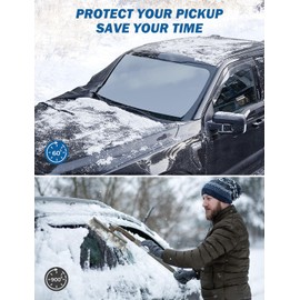 JOYTUTUS Windshield Snow Cover for Full-Size Truck Extra Large Pickup Frost Guard Windshield Cover for Ice and Snow Compatible with Ford F150 F250, Ram, Silverado, Sierra, Tundra