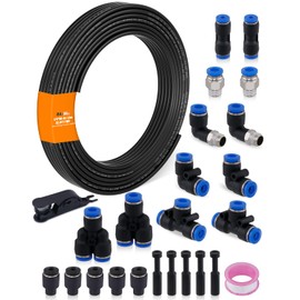 EilxMag 1/8" Air Line Tubing Kit, 32.8FT(10M) SAE J844 PA Nylon Air Hose Tubing with Cutter and Teflon Tape, 1/8" Air Hose with Push to Connect Fittings for Air Brake System Or Fluid Transfer(25PCS)