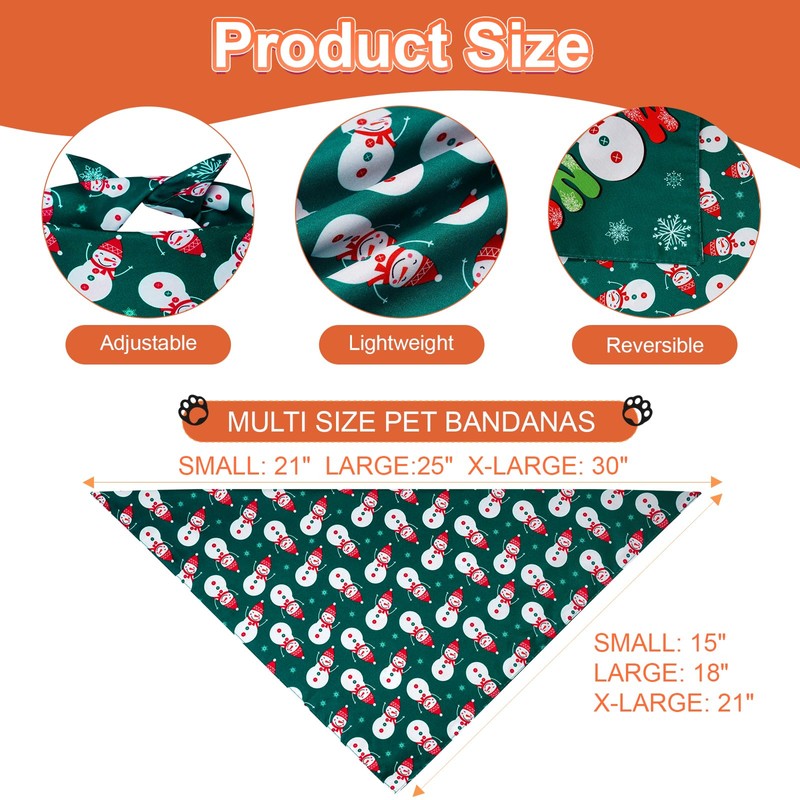 Agroon Christmas Dog Bandanas Large 3PCS, 6 Pattern Holiday Scarf