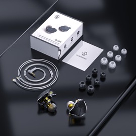 CCZ BC04 Metal in ear Monitor Headphones, 1DD 1BA Hybrid Drivers iem Earphones with 10mm Dynamic Driver, Customized 1BA, Wired Gaming Earbuds, Tangle-free OFC Cable for Laptop, PC(without mic, Silver)