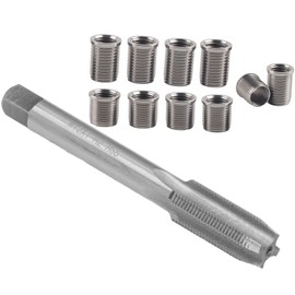 Spark Plug Thread Repair Kit, M10x1.0 Screw and M12x1.0 Tap Spark Plug Repair Kit, 11 Piece Stainless Steel Car Spark Plug Thread Repair Hardware Kit