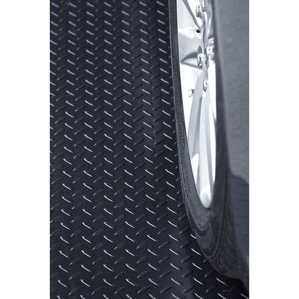 RESILIA Heavy Duty Garage Floor Runner & Protector Mat - Slip-Resistant Grip, Embossed Diamond Plate Pattern, Water & Stain Resistant, Black (4 feet x 8 feet)