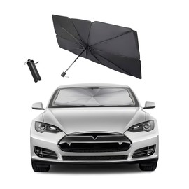 Blilo Car Windshield Sunshade Umbrella, Foldable Reflective Auto Front Window Shield Shade, Car Sun Visor for UV Rays and Heat Protection, Universal Windscreen Cover Keep Vehicle Cool (53''×31'')
