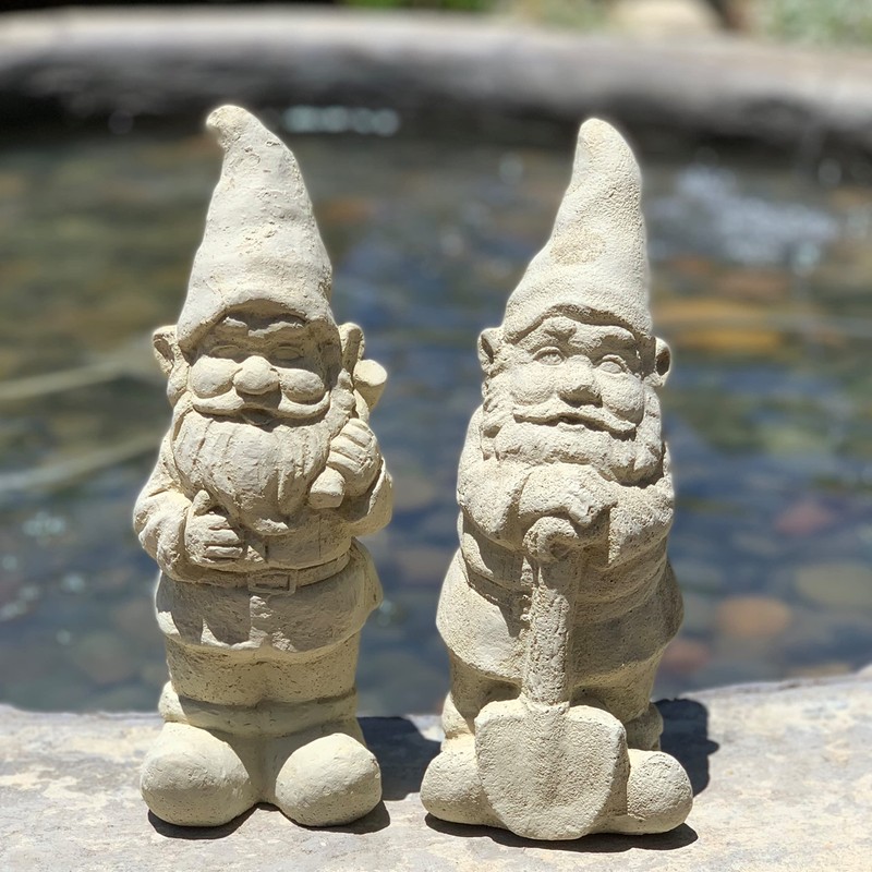 Garden Gnome with Bucket: Solid Durable Stone Statue with Vintage