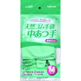 Towa Corporation Full Coat Gloves, Natural Rubber Gloves, Medium Hands, 229 L, Green