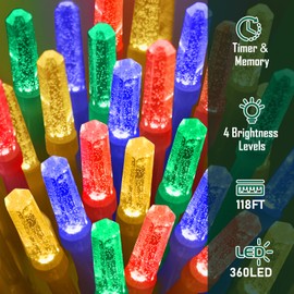 Heceltt 360 LED 118 FT Christmas Lights Outdoor, 8 Modes Christmas Lights Plug in, IP44 Waterproof Led Christmas Lights with Timer and Memory for Xmas Tree Yard Party Garden Decorations (Multicolor)
