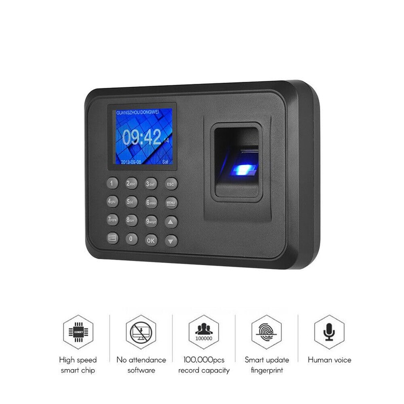 Biometric Fingerprint Password Attendance Machine Employee Check-in Time Clock