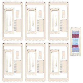 NBEADS 6 Sets Wood Weaving Loom Kit, Bookmark Weaving Loom with Weaving Comb and Weaving Crochet Needle Knitting Loom Tools for Adult Beginners Weaving and Weaving Lovers