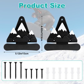 lasuroa 2pcs Snowboard Wall Racks, Universal Design Snowboard Storage Holder Snowboard Wall Mount Clips Snowboard Display Stand with Screws Expansion Anchors for Room Garage(Black & White)