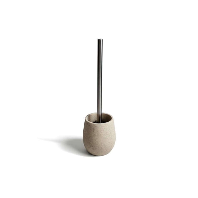 Beige Toilet Brush with Toilet Brush Set for Modern Bathroom