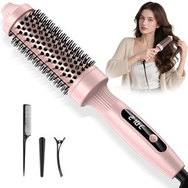 Cepillo Termico para Cabello, 32MM Cepillo para Cabello Electrico con Tecnología de Iones, 11 Temps, Pantalla LCD, Doble Voltaje para Viajes, Cepillo Secador de Cabello para Rizar, Volumen Y Alisar