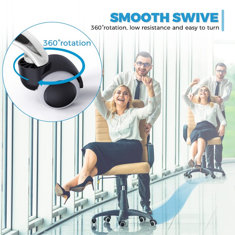 GWHOLE 5PCS Office Chiar Casters Wheels 10mm Pin 50mm Roll