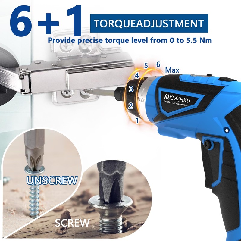 MXMZHXU Cordless Screwdriver, 8V Max 10Nm Electric Power Screwdriver with