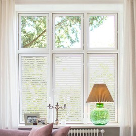 Donox Window Privacy Film UV Protection Static Window Film Non-Adhesive Window Film Beautiful and Simple for Home Office Striped Patterns 17.5 x 78.7 Inches