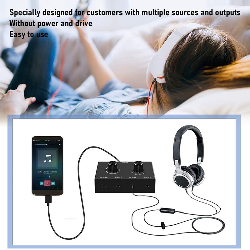 4 Way Stereo Switch, 4 Port Passive Switcher, Audio Input