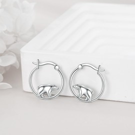 Bear Hoop Earrings Sterling Silver Cute Animal Bear Earrings Jewellry Gifts for Women