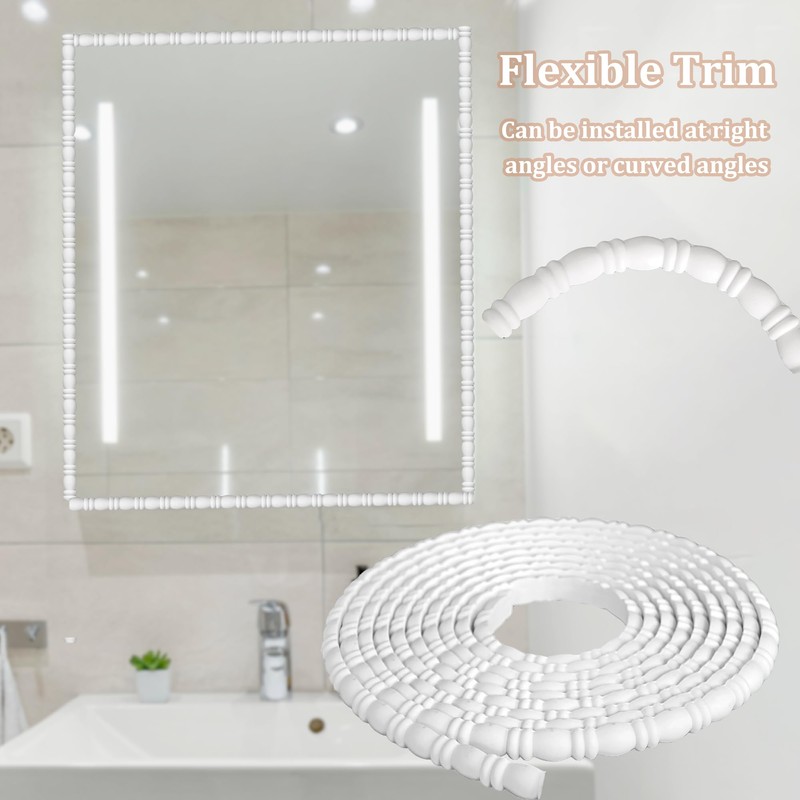 Flexible Bead Molding Trim, 10ft White Wall Molding Trim Peel