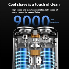 Rhycoma Skywortl Mini Shaver, Beard Shaver, Beard Shaver Mini and Portable Suitcase Design, Mini Portable Electric Shaver for Men Waterproof, Shaver Mini and Portable Double-Ring Magnetic Cutter (Black)